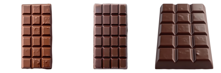 Three delicious chocolate bars, ready to be enjoyed
