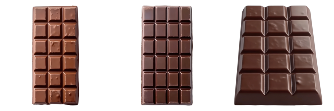 Three delicious chocolate bars, ready to be enjoyed