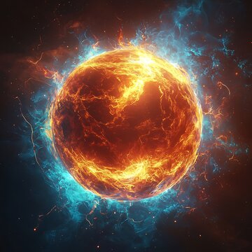 Intense plasma planet glowing with power high resolution picture