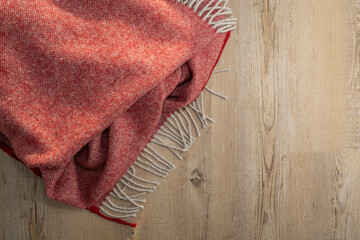 Red Woven Throw Blanket with Tassels