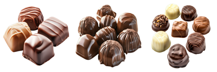 A collection of exquisite chocolate pralines with various flavors and textures
