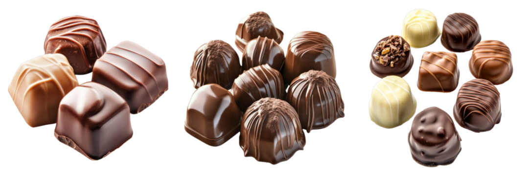 A collection of exquisite chocolate pralines with various flavors and textures