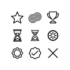 White symbols on black background depicting accomplishments challenges success