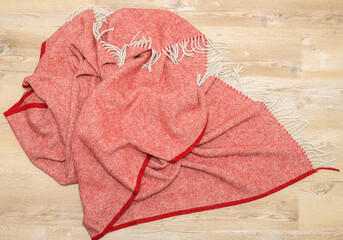 Red Woven Throw Blanket with Tassels