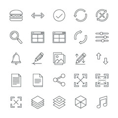 White glyph icons set for interface design application