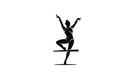 Silhouette of a gymnast performing on a balance beam, showcasing skill and precision