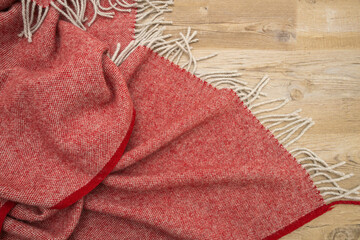 Red Woven Throw Blanket with Tassels