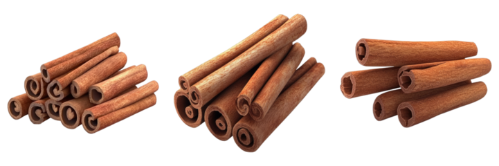 Aromatic cinnamon sticks artfully arranged, perfect for culinary use or aesthetic appeal. The warm brown tones and textured bark of the cinnamon sticks create a rustic and inviting visual. 