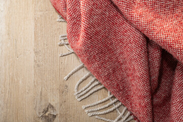 Red Woven Throw Blanket with Tassels