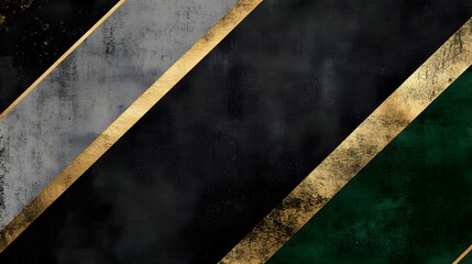 Geometric abstract background features textured panels divided by distressed metallic gold lines