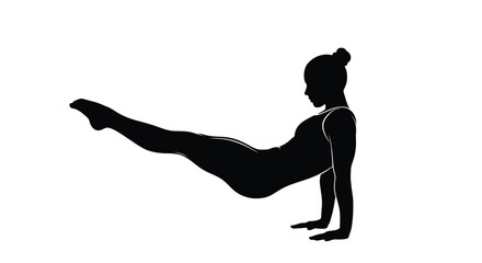 Silhouette of a woman doing a plank pose for health, fitness, and exercise content