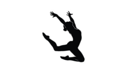 Silhouette of a gymnast performing a jump athletic woman in midair during a gymnastic routine