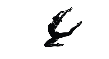 Silhouette of a gymnast performing a leap, graceful athlete in midair, showcasing strength and flexibility