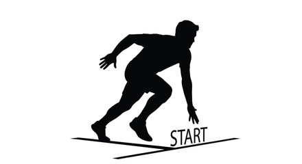 Silhouette of a runner taking off from a starting line