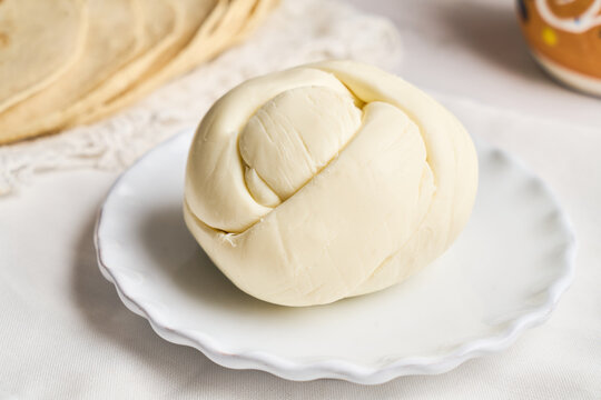 Oaxaca cheese ball or called quesillo, mexico.