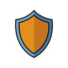 Orange shield with blue border vector icon