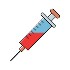 Syringe with red liquid medicine illustration
