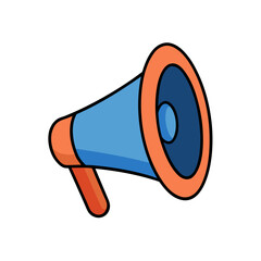 Blue and orange megaphone broadcast device