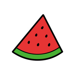 Watermelon slice vector icon simple doodle
