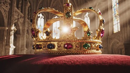 Crown jewel in cathedral with sunlight streaming stained glass - Powered by Adobe