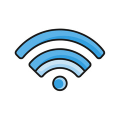 Blue wireless internet signal icon graphic