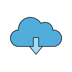 Cloud computing download arrow icon vector