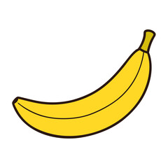 Simple bright yellow banana fruit drawing