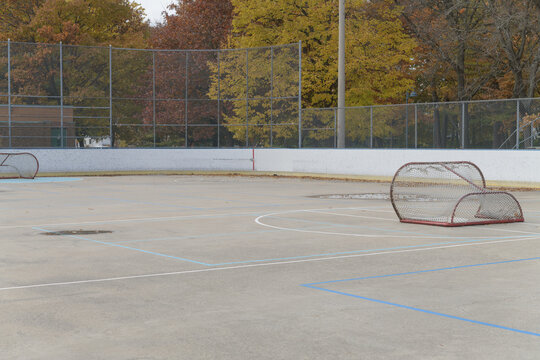 ice rink and hockey nets