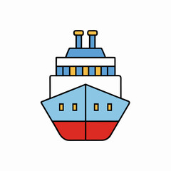 Stylized cruise ship illustration graphic