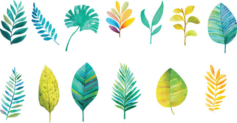 vector set of colorful leaves