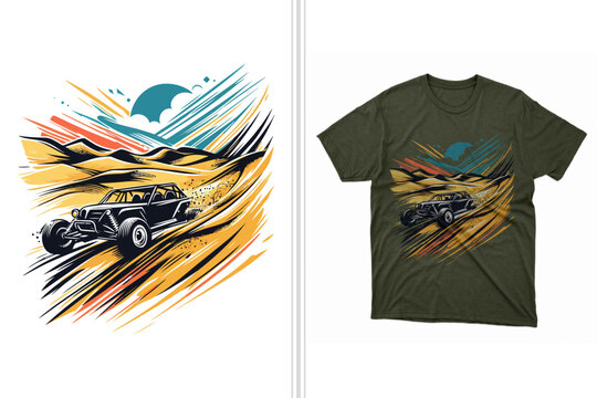 dune buggy ride vector t-shirt design print template