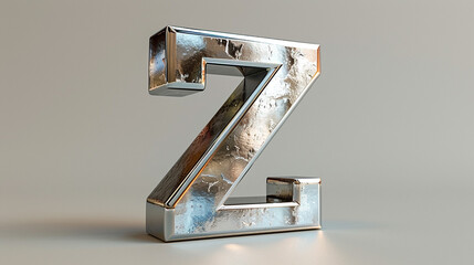 3D metallic, distressed, uppercase letter Z.