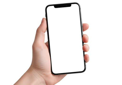 Hand Holding Smartphone with Blank ScreenPNG