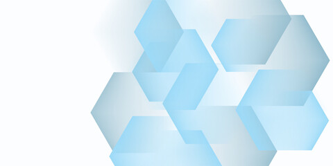 Elegant abstract 3D render featuring a geometric hexagonal pattern in soft white and light blue tones with a modern aesthetic