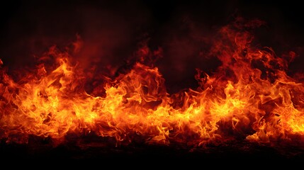 Intense, bright orange and yellow flames burn across a dark background creating a dynamic border effect.