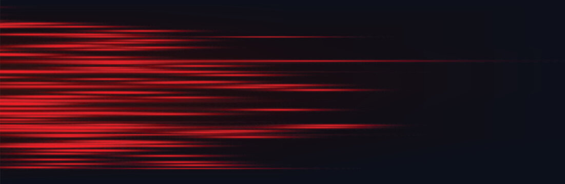 Neon red light lines with speed motion effect.
