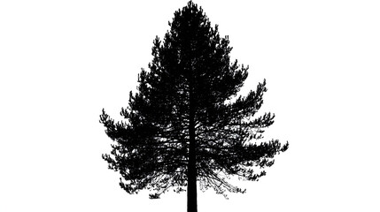 Realistic pine tree silhouette isolated on white high resolution picture