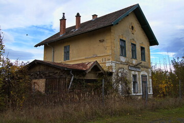 Abandoned railway station in Oberschützen, Oberwart district, Burgenland, Austria, Europe, Central Europe
