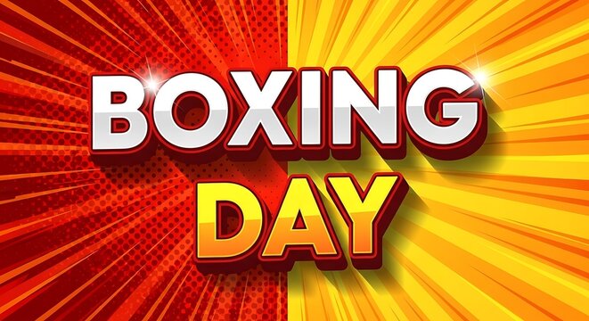 A vibrant comic book style illustration featuring the words boxing day