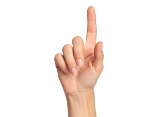  Woman’s Hand Pointing Up with Index Finger, Realistic Front View, Isolated PNG
