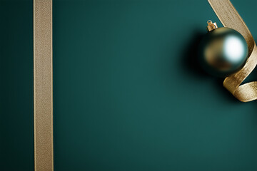 Elegant holiday card design with deep forest green background and subtle gold ribbon for festive occasions