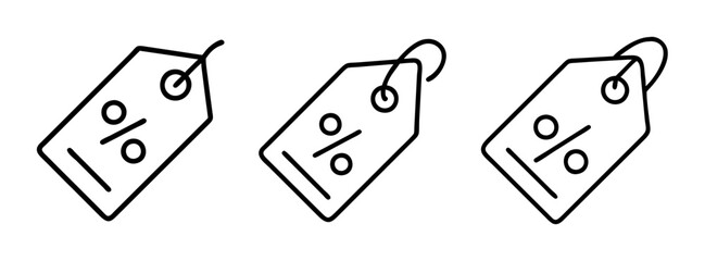 Three sale tags with discount percentage symbol for retail promotion and shopping deals vector