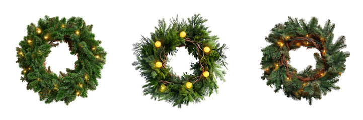 Christmas wreath decorations home interior holiday decor festive atmosphere close-up view transparent background	
