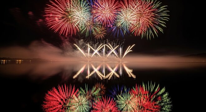 fireworks in the night sky