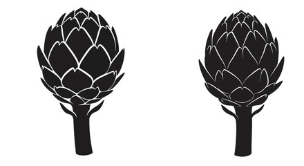 Two black and white artichoke illustrations on a plain white background
