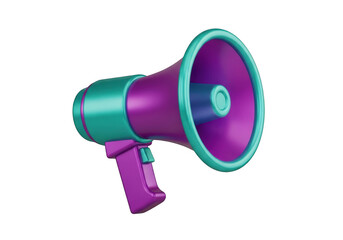 3d retro megaphone announcement device isolated on transparent background