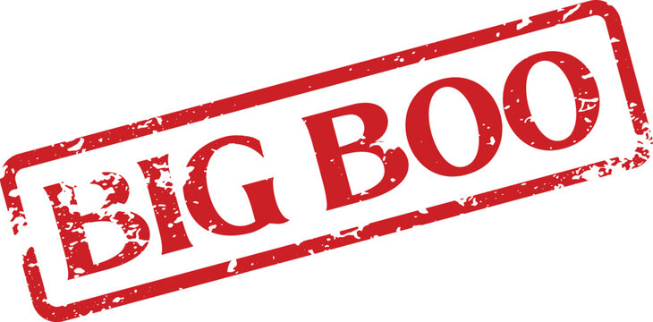 Big Boo textured rubber stamp impression signals playful fright or humorous disapproval