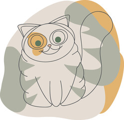 
Cute cat collection isolated on a white background,A cat that is sitting on a wall,Smile cat art.