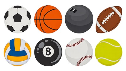 set of different sports balls