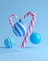 Groovy Retro Repeat, Christmas: Candy cane and ornaments create playful, eye catching design swirl of festive fun against light backdrop evoke joyful holiday cheer